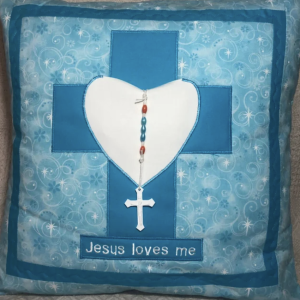 "Jesus Loves Me" Prayer Pillow and Rosary