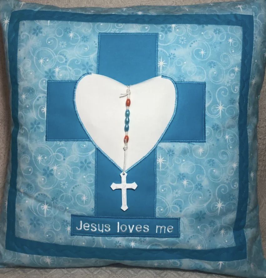 "Jesus Loves Me" Prayer Pillow and Rosary